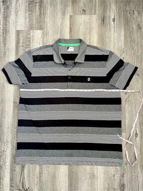IZOD Golf Striped Performance Polo Men's Black & Gray XXL